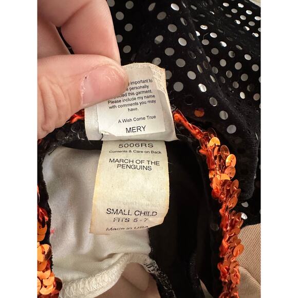 A Wish Come True Girls' Black Orange Mery Sequin Beaded Costume Dress Size 5-7 - Picture 4 of 10